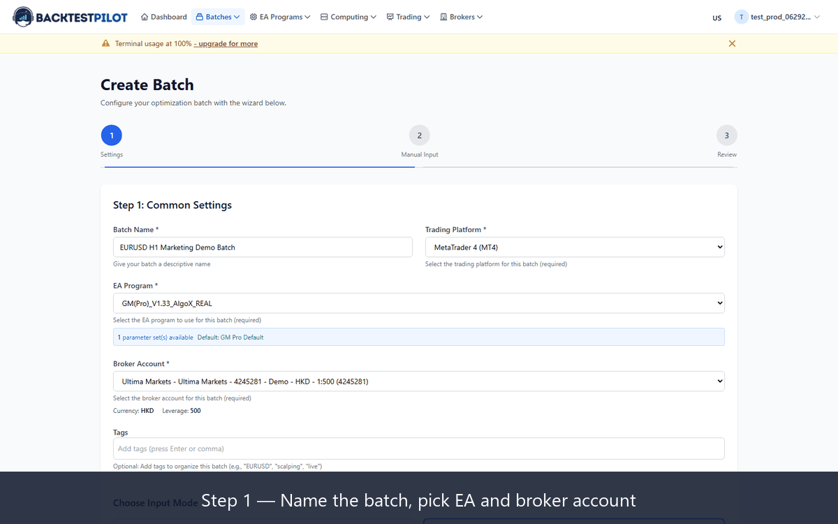 Manual Batch Creation